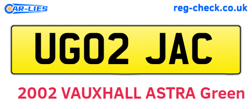 UG02JAC are the vehicle registration plates.