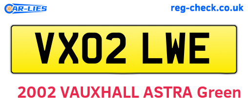 VX02LWE are the vehicle registration plates.