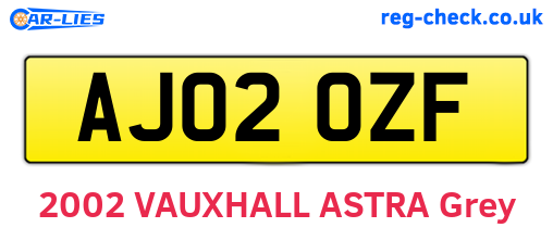 AJ02OZF are the vehicle registration plates.
