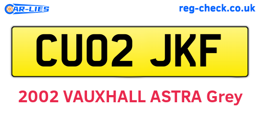CU02JKF are the vehicle registration plates.