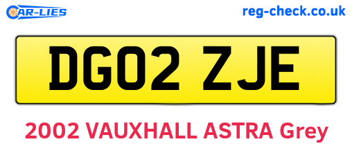 DG02ZJE are the vehicle registration plates.