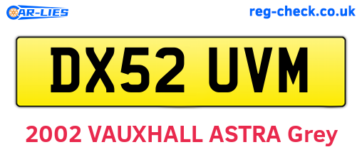 DX52UVM are the vehicle registration plates.