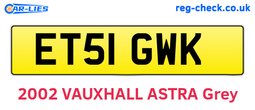 ET51GWK are the vehicle registration plates.