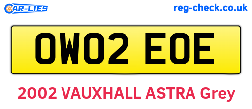 OW02EOE are the vehicle registration plates.
