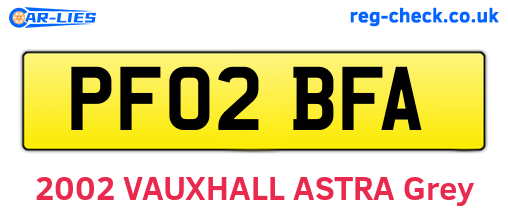 PF02BFA are the vehicle registration plates.
