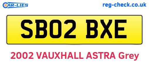 SB02BXE are the vehicle registration plates.