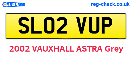 SL02VUP are the vehicle registration plates.
