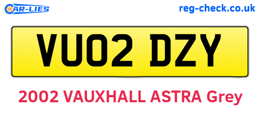 VU02DZY are the vehicle registration plates.