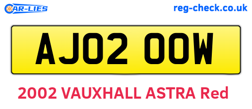 AJ02OOW are the vehicle registration plates.