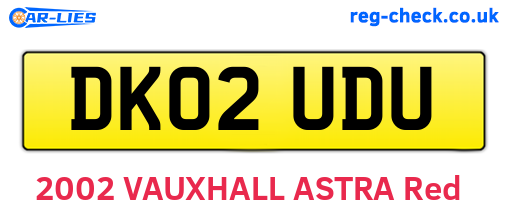 DK02UDU are the vehicle registration plates.