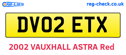 DV02ETX are the vehicle registration plates.