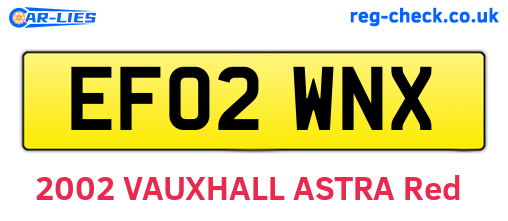 EF02WNX are the vehicle registration plates.