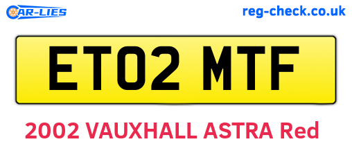 ET02MTF are the vehicle registration plates.