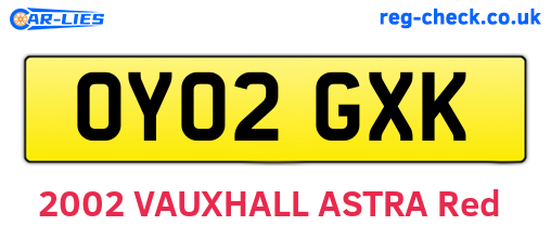OY02GXK are the vehicle registration plates.