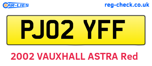 PJ02YFF are the vehicle registration plates.
