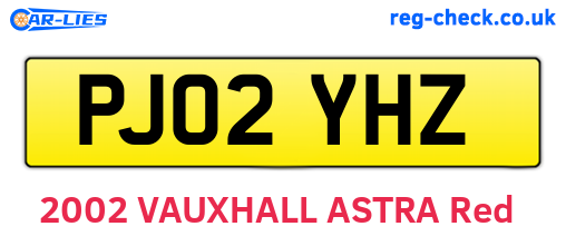 PJ02YHZ are the vehicle registration plates.