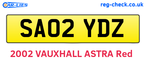SA02YDZ are the vehicle registration plates.