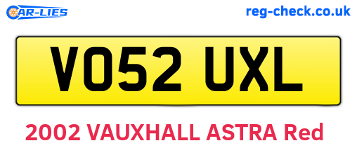 VO52UXL are the vehicle registration plates.