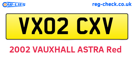 VX02CXV are the vehicle registration plates.