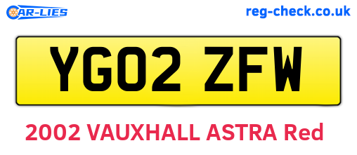 YG02ZFW are the vehicle registration plates.