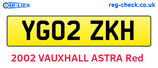YG02ZKH are the vehicle registration plates.