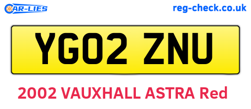 YG02ZNU are the vehicle registration plates.