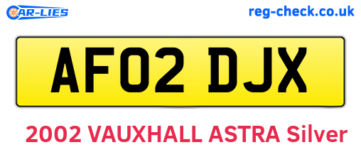 AF02DJX are the vehicle registration plates.