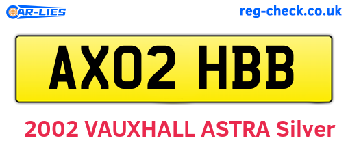 AX02HBB are the vehicle registration plates.
