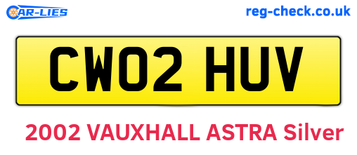 CW02HUV are the vehicle registration plates.