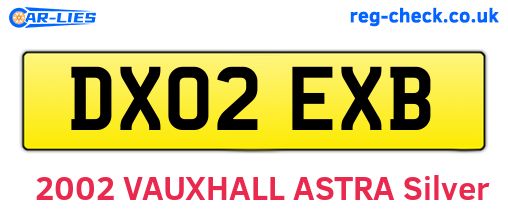 DX02EXB are the vehicle registration plates.