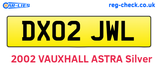 DX02JWL are the vehicle registration plates.