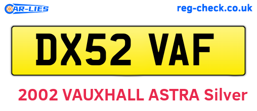 DX52VAF are the vehicle registration plates.