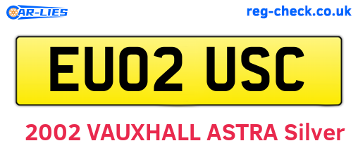 EU02USC are the vehicle registration plates.