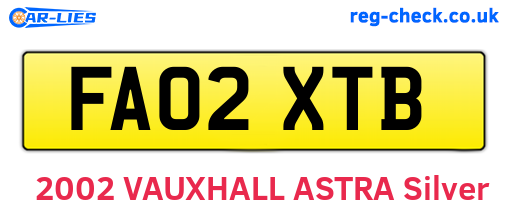 FA02XTB are the vehicle registration plates.