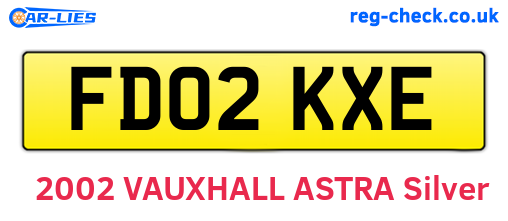 FD02KXE are the vehicle registration plates.