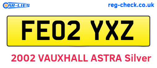FE02YXZ are the vehicle registration plates.