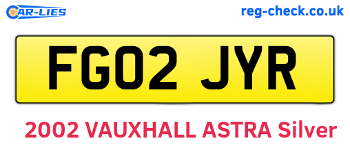 FG02JYR are the vehicle registration plates.