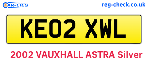 KE02XWL are the vehicle registration plates.