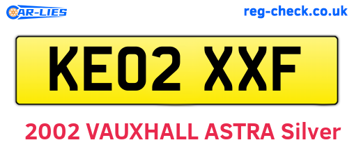 KE02XXF are the vehicle registration plates.