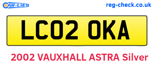 LC02OKA are the vehicle registration plates.