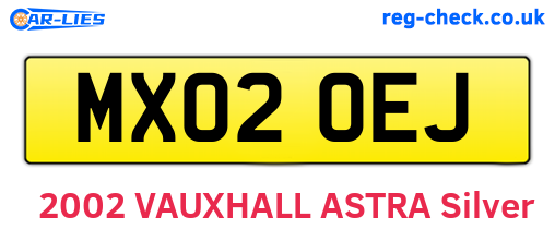 MX02OEJ are the vehicle registration plates.