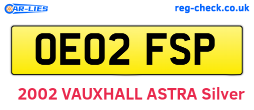 OE02FSP are the vehicle registration plates.
