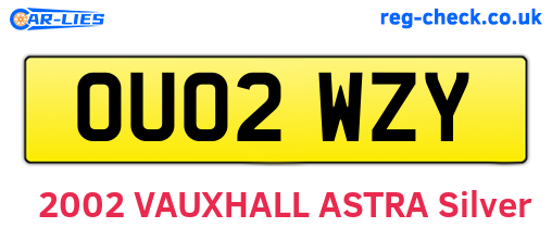 OU02WZY are the vehicle registration plates.