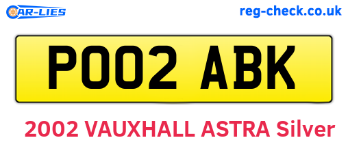 PO02ABK are the vehicle registration plates.