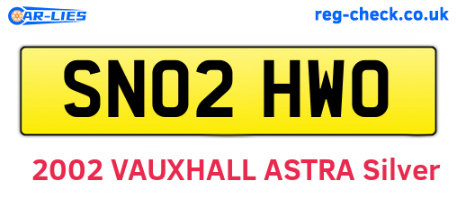 SN02HWO are the vehicle registration plates.