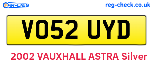 VO52UYD are the vehicle registration plates.