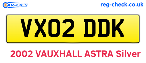 VX02DDK are the vehicle registration plates.