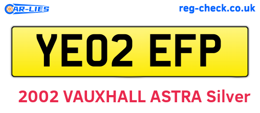YE02EFP are the vehicle registration plates.