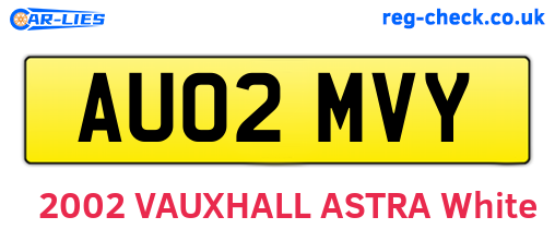 AU02MVY are the vehicle registration plates.
