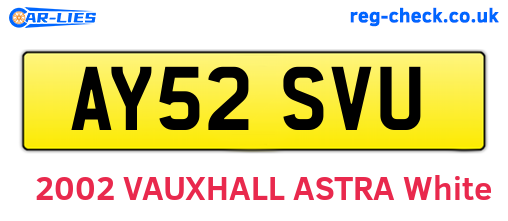 AY52SVU are the vehicle registration plates.